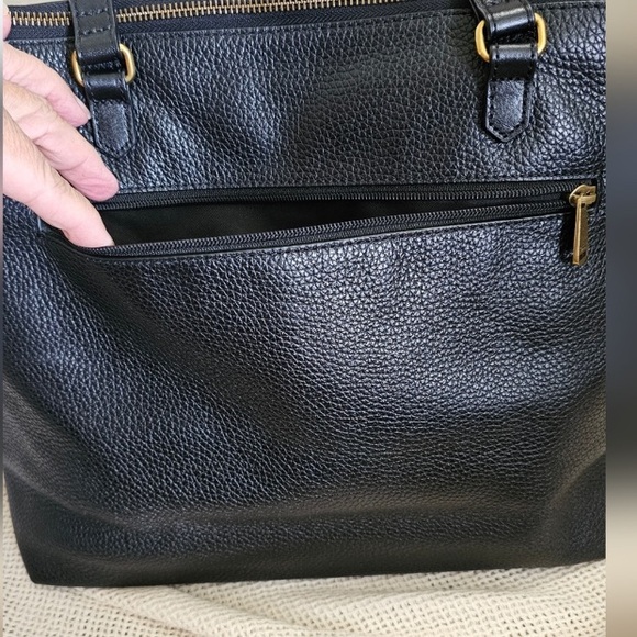 Fossil Kinley Cowhide Black Pebbled Leather Shopper Bag - Picture 7 of 16